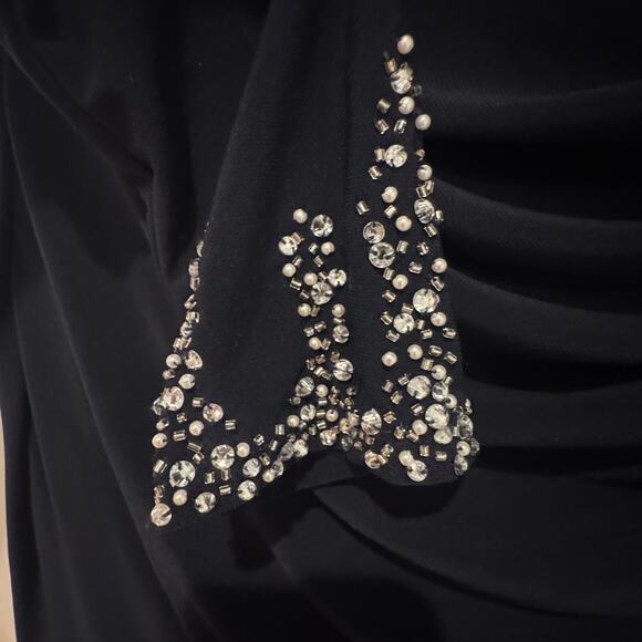 Betsy & Adam "Chrishell" Long Jersey Knit Off the Shoulder Gown Navy Size 8 NWT - Picture 11 of 13